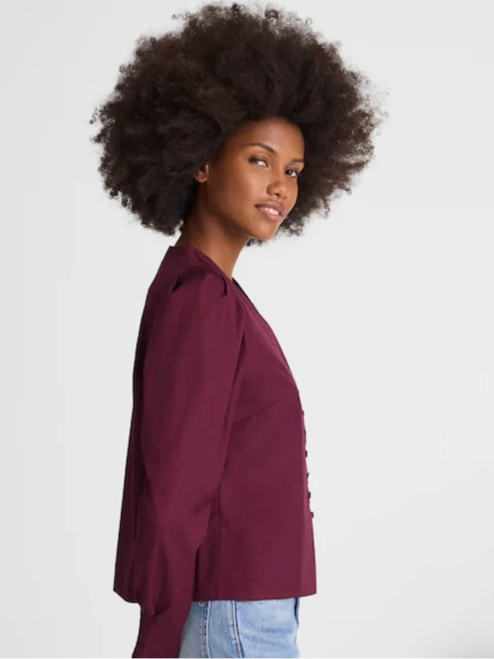 V-Neck Button-Front Top